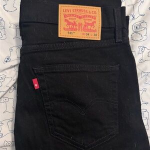 Levi's Men's Slim Jeans in Black with Tan Patch